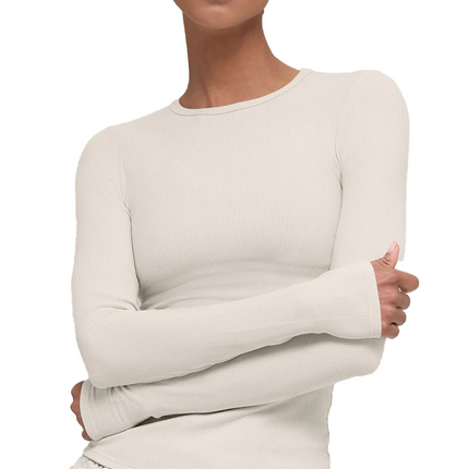 alo Women's Ribbed Modal Long Sleeve Bone