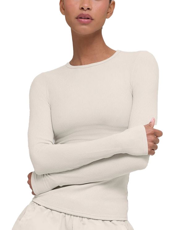 alo Women's Ribbed Modal Long Sleeve Bone