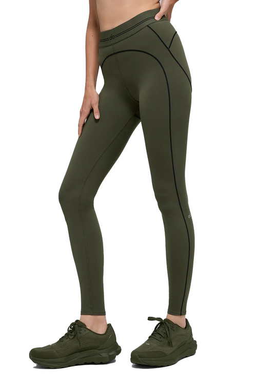 alo Women's Airbrush High-Waist Heart Throb Legging Green Olive/Black