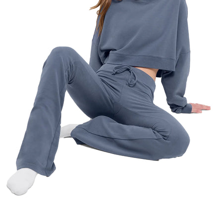 alo Women's Cropped Sway Crew Neck Pullover Bluestone