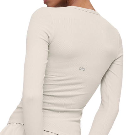 alo Women's Ribbed Modal Long Sleeve Bone