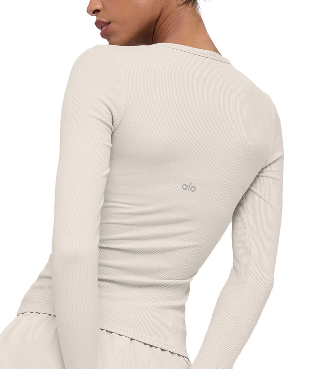 alo Women's Ribbed Modal Long Sleeve Bone