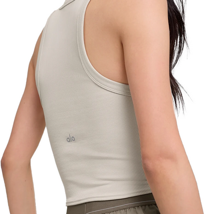 alo Women's Goddess Ribbed Go-To Tank Bone