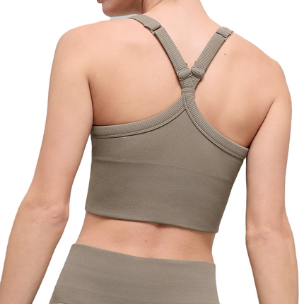 alo Women's Seamless Ribbed Favorite Bra Tank Light Cocoa
