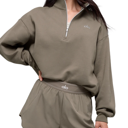 alo Women's Accolade 1/4 Zip Pullover Light Cocoa