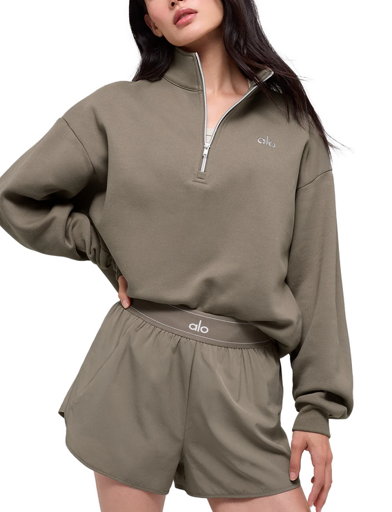 alo Women's Accolade 1/4 Zip Pullover Light Cocoa