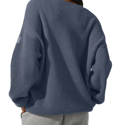 alo Women's Domain Rib Knit Crew Sweater Bluestone