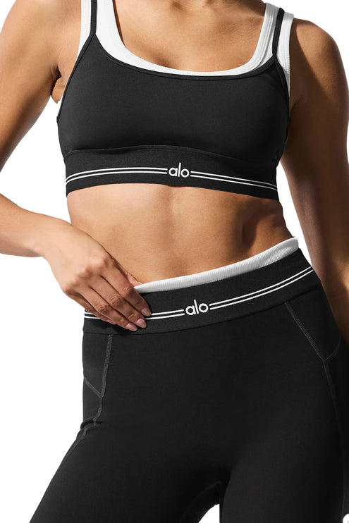 alo Women's Airbrush High-Waist 7/8 Better Together Legging - Black/White