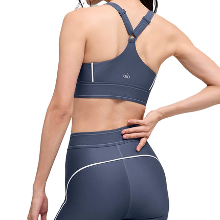 alo Women's Airlift Suit Up Bra Bluestone/White