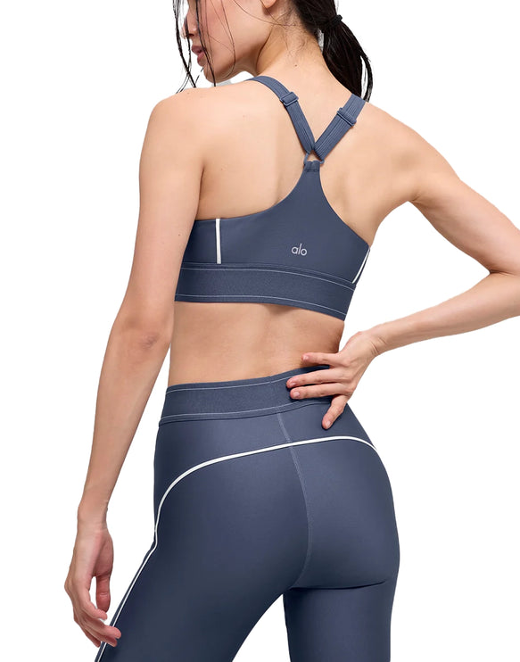 alo Women's Airlift Suit Up Bra Bluestone/White