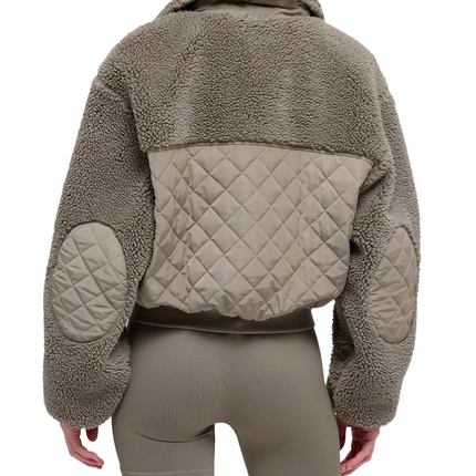 alo Women's Sherpa Edge Bomber Light Cocoa