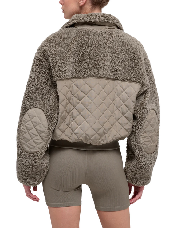 alo Women's Sherpa Edge Bomber Light Cocoa