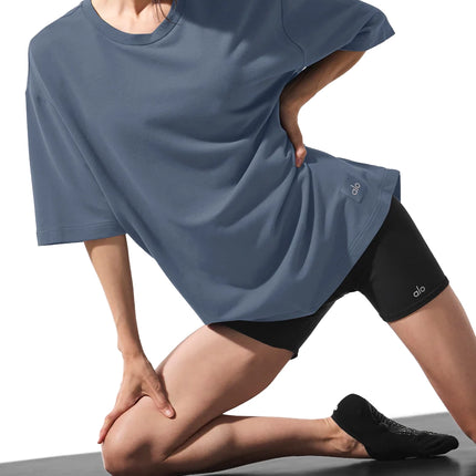 alo Women's Double Take Short Sleeve Bluestone