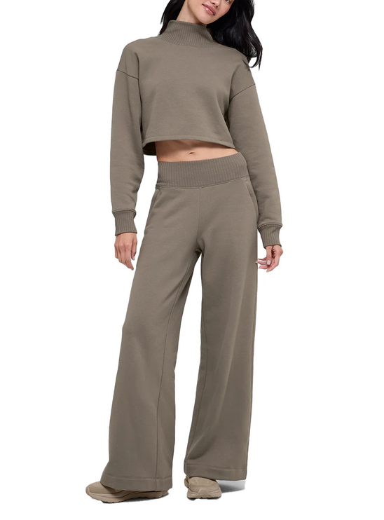 alo Women's Cropped Serenity Coverup Light Cocoa