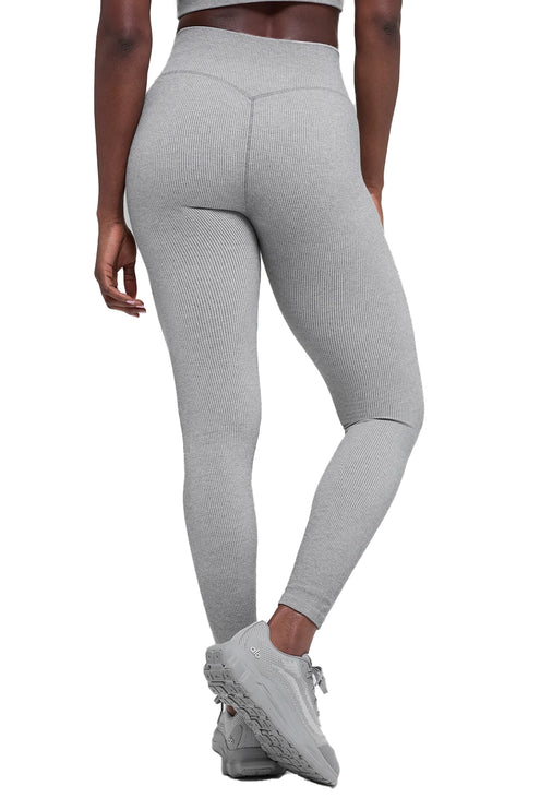 alo Women's Seamless High-Waist Two Tone Rib Legging Light Misty Grey Heather