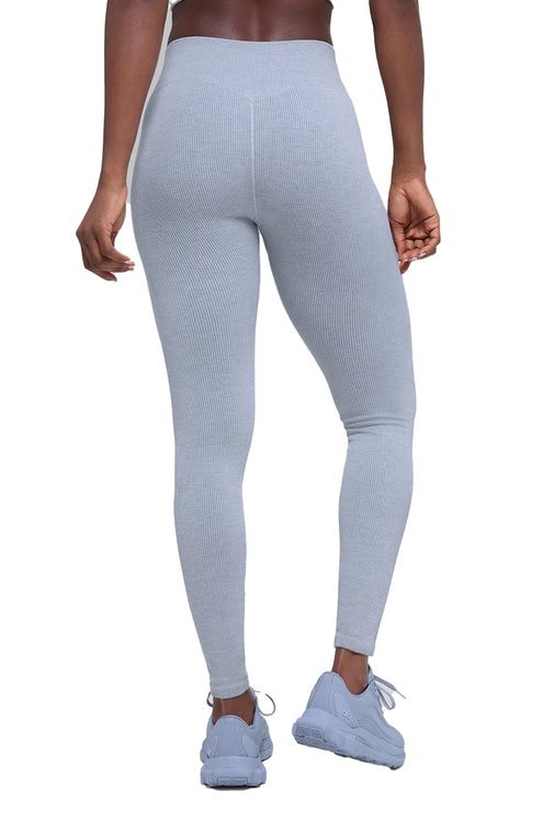 alo Women's Seamless High-Waist Two Tone Rib Legging Winter Frost Heather