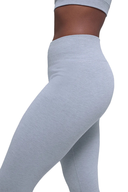 alo Women's Seamless High-Waist Two Tone Rib Legging Winter Frost Heather