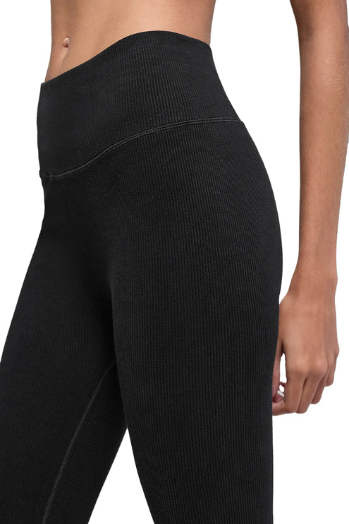alo Women's Seamless High-Waist Two Tone Rib Legging Black