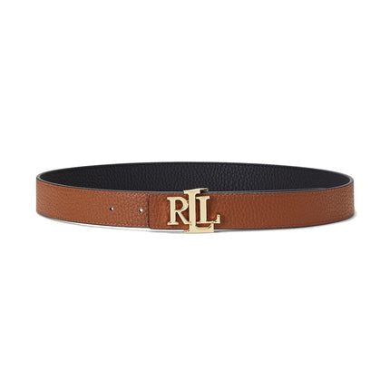 Polo Ralph Lauren Women's Logo Reversible Pebbled Leather Belt Black/Gold - Hemen Kargoda