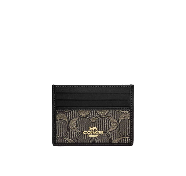 Coach Women's Slim Id Card Case Charcoal/Gold
