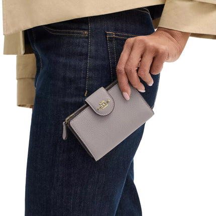 Coach Women's Medium Corner Zip Wallet Gold/Grey Birch