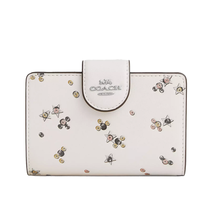 Coach Women's Medium Corner Zip Wallet With Star Print White/Silver