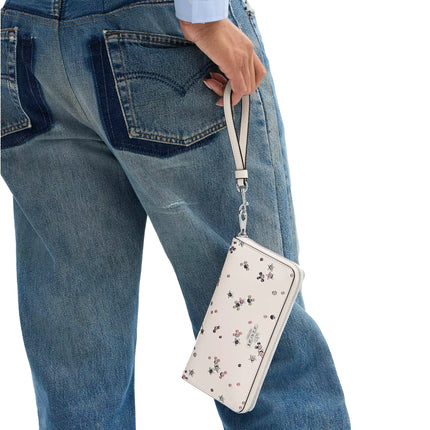 Coach Women's Long Zip Around Wallet With Star Print White/Silver
