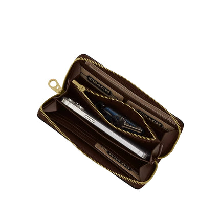 Coach Women's Long Zip Around Wallet Gold/Grey Birch