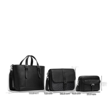 Coach Women's Warner Crossbody Bag In Signature Canvas Gunmetal/Charcoal/Black - Hemen Kargoda