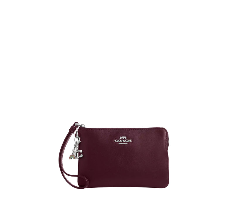 Coach Women's Boxed Corner Zip Wristlet With Charms Smooth Leather/Silver
