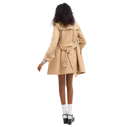 Coach Women's Solid Mid Trench Classic Khaki