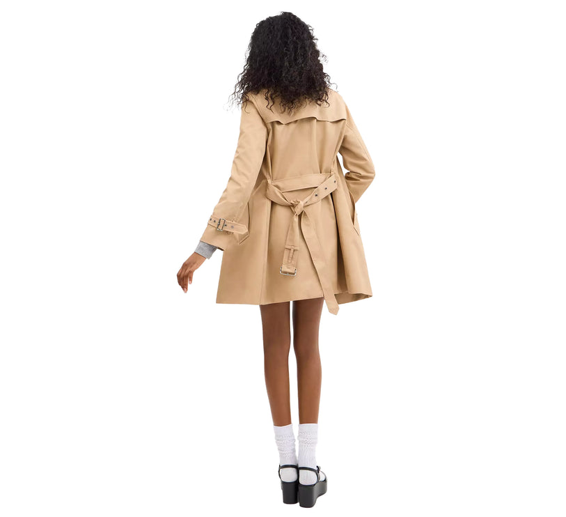Coach Women's Solid Mid Trench Classic Khaki
