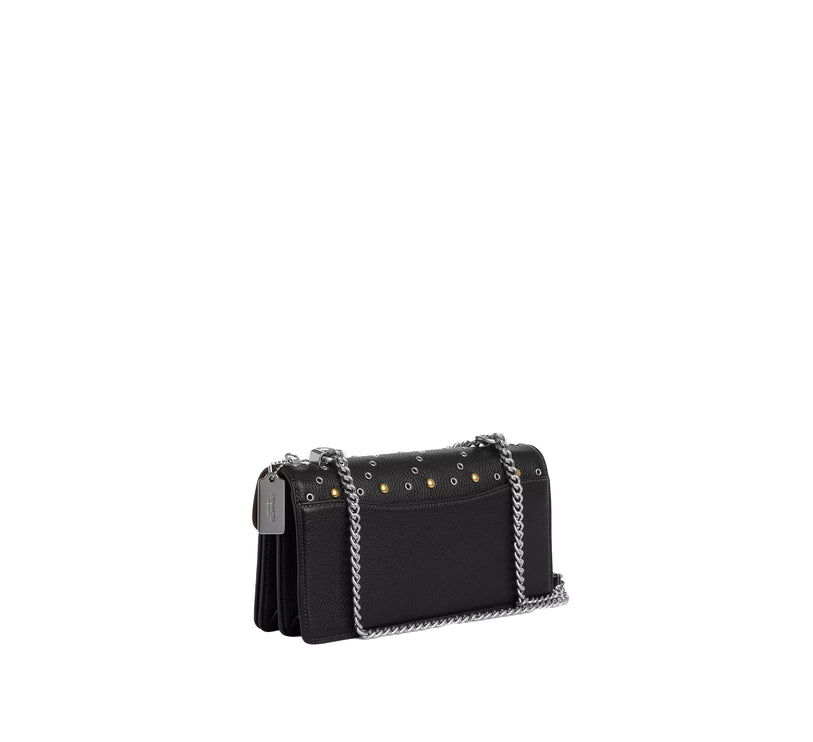 Coach Women's Klare Envelope Crossbody Bag With Rivets Black/Silver