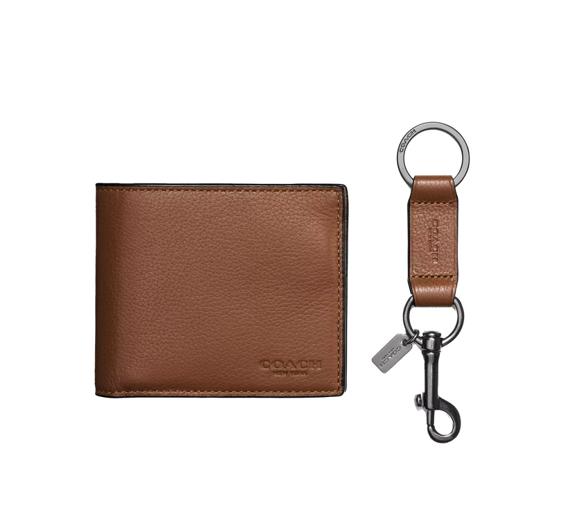 Coach Men's Boxed 3 In 1 Wallet Gift Set Dark Saddle - Hemen Kargoda