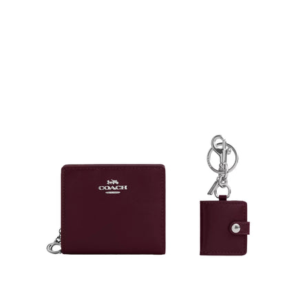 Coach Women's Boxed Snap Wallet And Picture Frame Bag Charm Smooth Leather/Silver