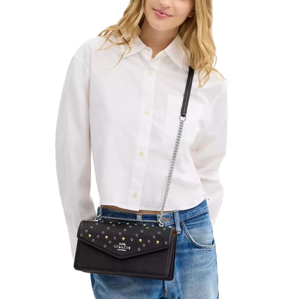 Coach Women's Klare Envelope Crossbody Bag With Rivets Black/Silver