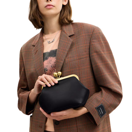 Coach Women's Kisslock Frame Bag 16 Brass/Black