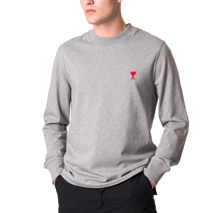 AMI Alexandre Mattiussi Unisex Ami de Coeur Long Sleeves T-Shirt Heather Grey - Hemen Kargoda