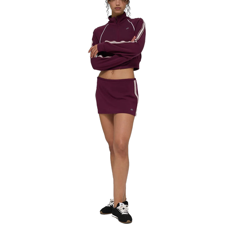 alo Women's Track Star Mini Skirt Burgundy