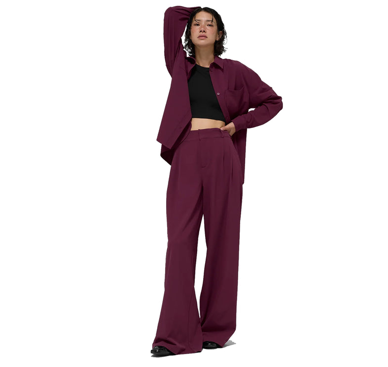 alo Women's Dreamscape Button Down Long Sleeve Burgundy - Hemen Kargoda
