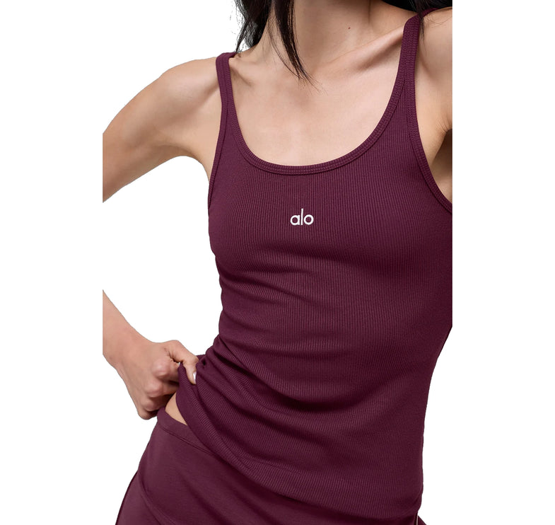 alo Women's Ribbed Prosper Tank Burgundy