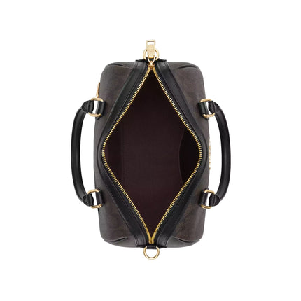 Coach Women's Rowan Satchel Bag In Signature Canvas Gold/Walnut/Black - Hemen Kargoda