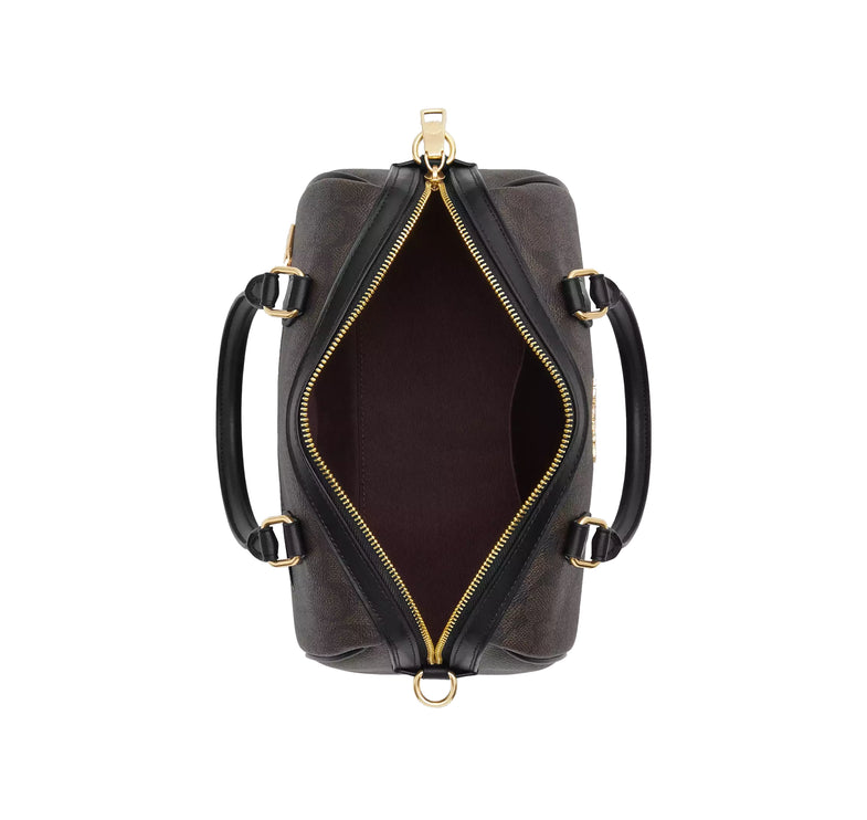 Coach Women's Rowan Satchel Bag In Signature Canvas Gold/Walnut/Black - Hemen Kargoda