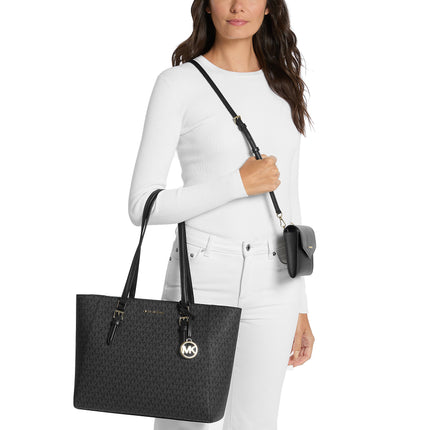 Michael Kors Women's Charlotte Large 3-in-1 Signature Logo Tote Bag Black/Gold - Hemen Kargoda