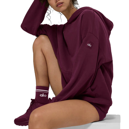 alo Unisex Half-Crew Throwback Sock Burgundy/White