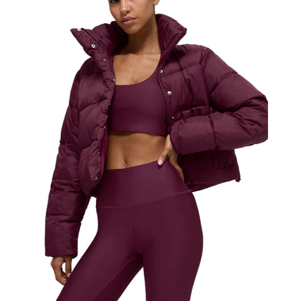 alo Women's Gold Rush Puffer Burgundy