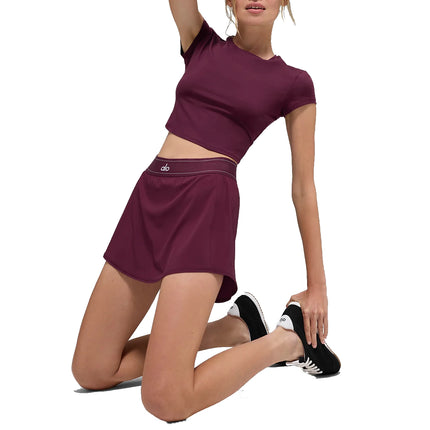 alo Women's Match Point Tennis Skirt Burgundy