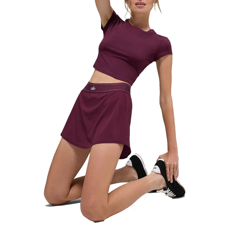 alo Women's Match Point Tennis Skirt Burgundy