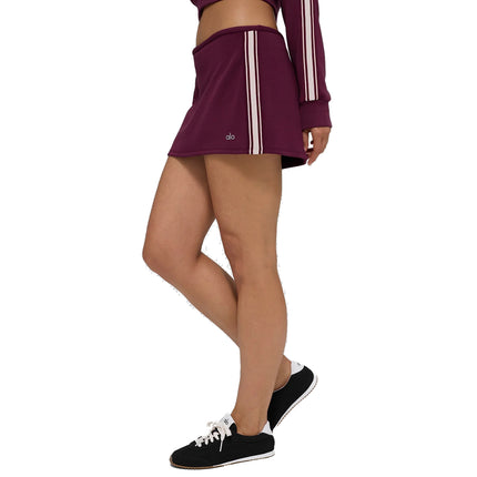 alo Women's Track Star Mini Skirt Burgundy