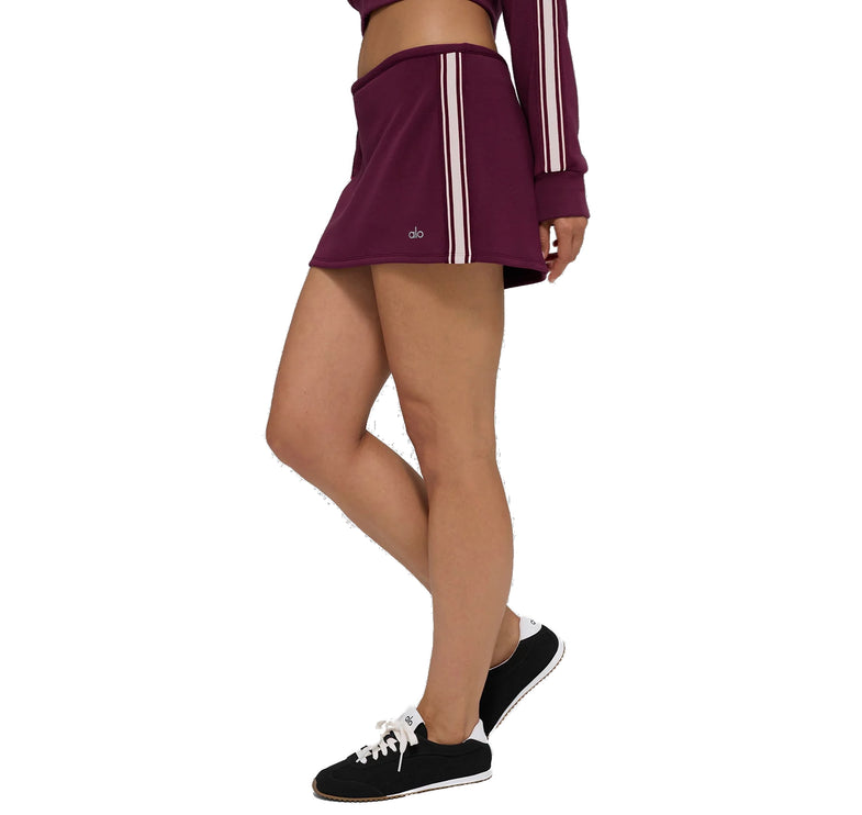 alo Women's Track Star Mini Skirt Burgundy